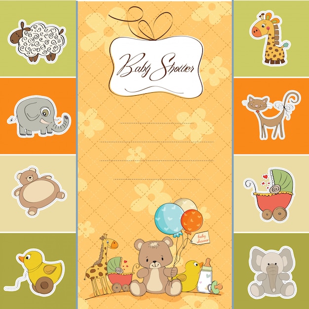 Baby shower card with toys