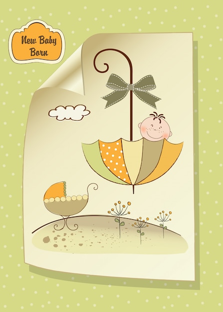 Vector baby shower card with umbrella