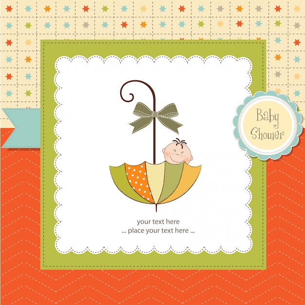 Vettore baby shower card con ombrello