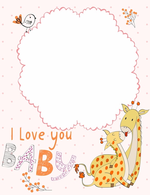 Baby shower cards vector elephant mom and baby