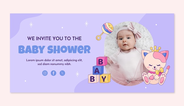 Vettore bandiera orizzontale per la celebrazione della baby shower