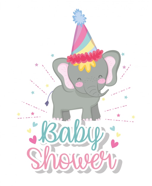 Vector baby shower celebration with elephant decoration