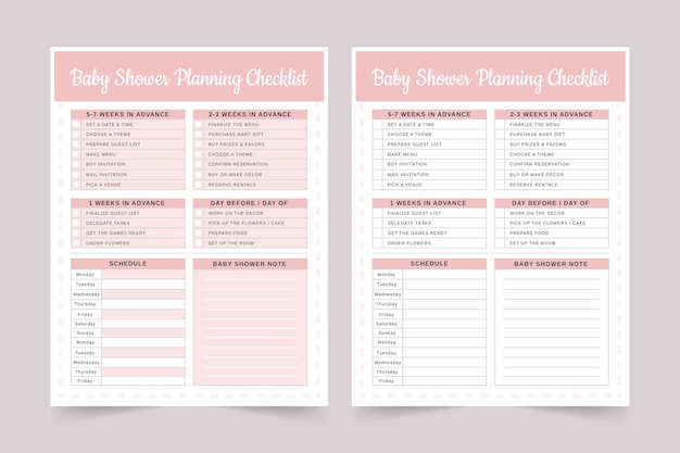 Vector baby shower checklis planner printable planner logbook journal tracker kdp interior design template