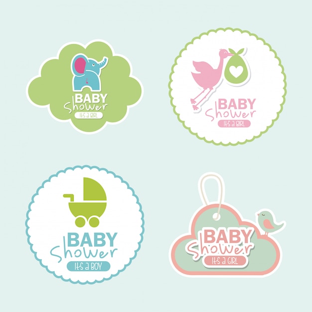 Vector baby shower design over background vector illustration