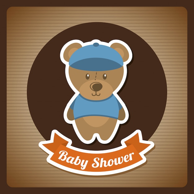 Vector baby shower design over brown background