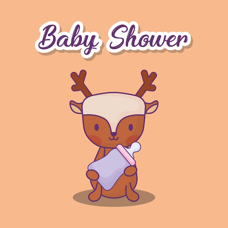 Vector baby shower design with cute deer 