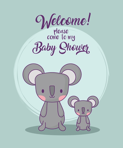 Baby shower design with cute koalas