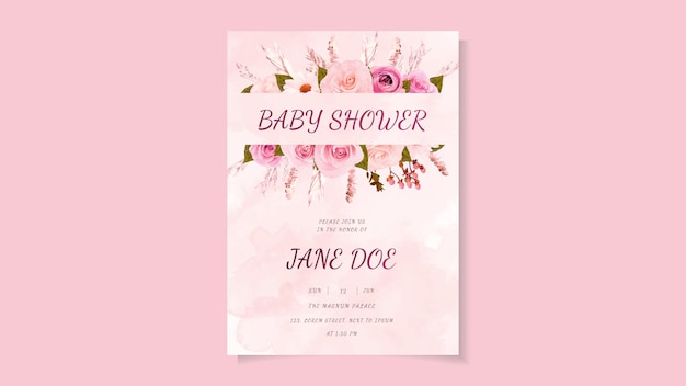 Vector baby shower floral invite card for baby boys or girls cute flowers