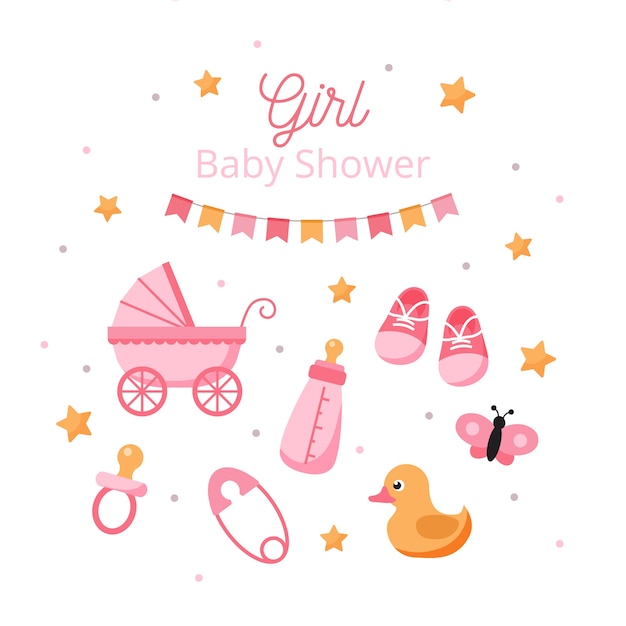 Vector baby shower gender reveal for girl