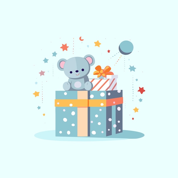 baby shower gift box clip art illustration