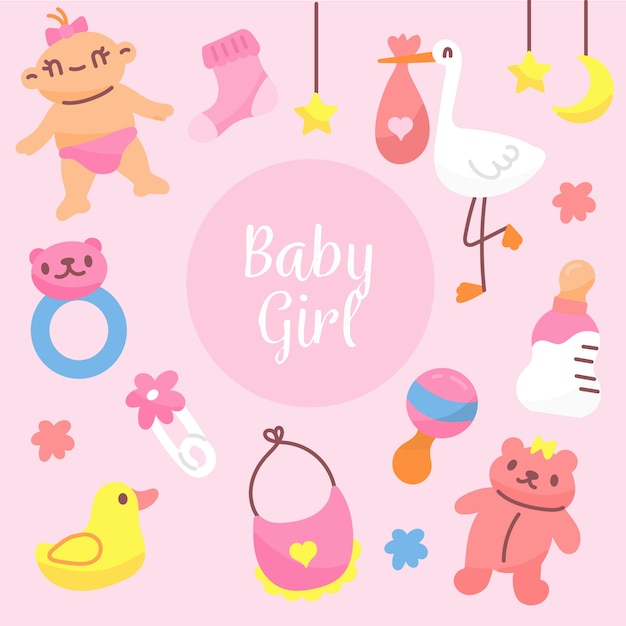 Vector baby shower girl background