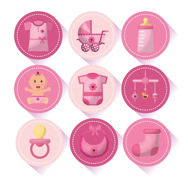 Baby shower girl stickers