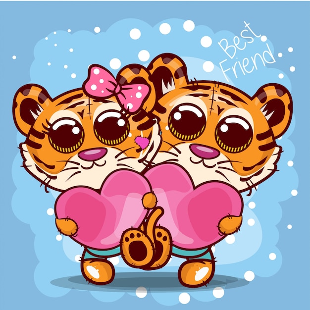 Baby shower поздравительная открытка с милой мультяшный тигров - вектор