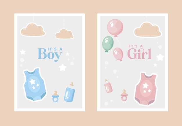 Vector baby shower greeting cards