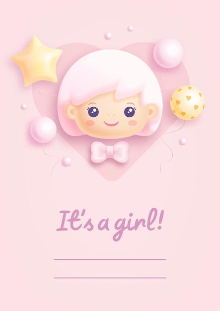 Baby shower invitation for baby girl