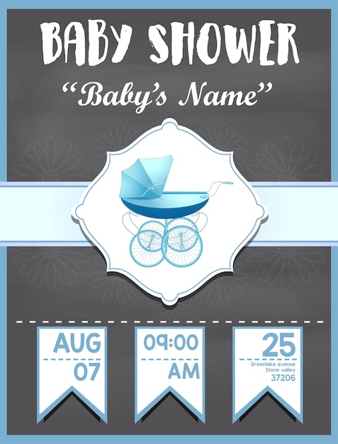 Vector baby shower invitation card for boy design