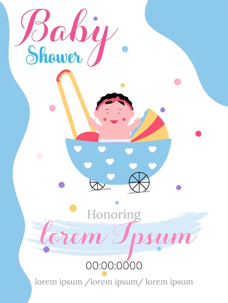 baby shower invitation card design babies elements clothes balloons toys and decoration its a girl new baby arrival party vector template