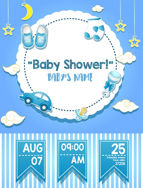 Baby shower invitation card design for boy