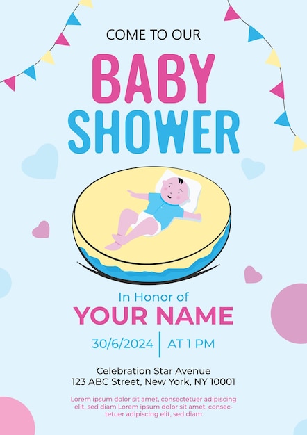 Vector baby shower invitation card template