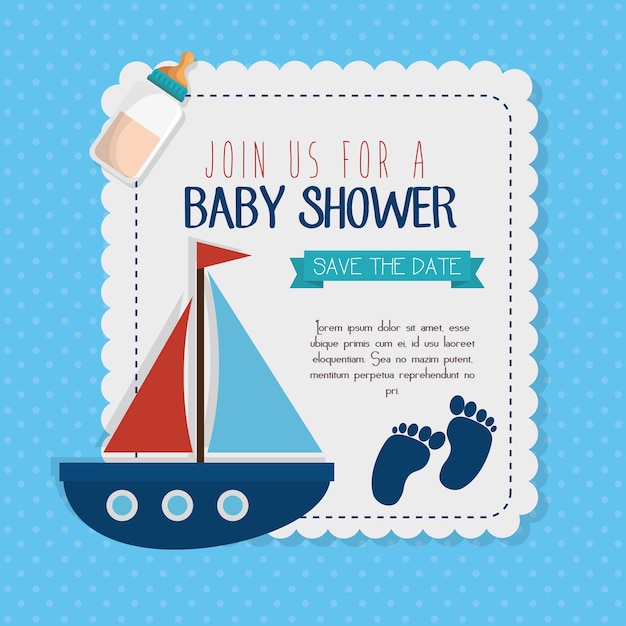 Progettazione dell'illustrazione di vettore della carta dell'invito della doccia di bambino