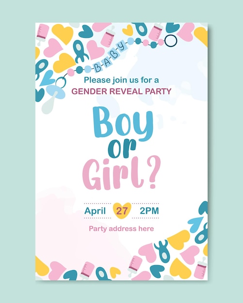 Baby shower invitation card vector illustration hand drawing