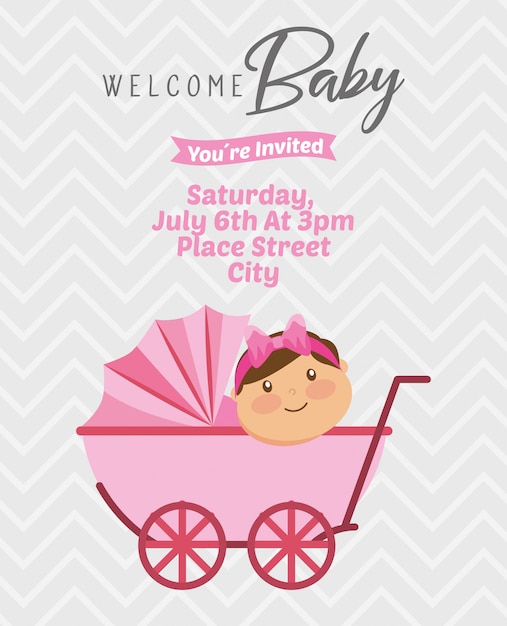 Vector baby shower invitation card