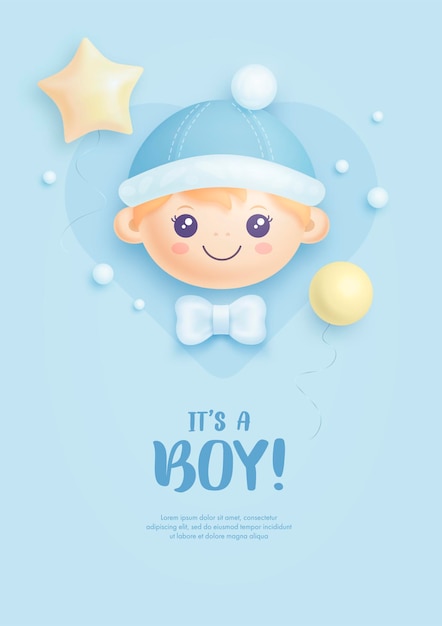 Вектор Приглашение на детский душ для мальчика
