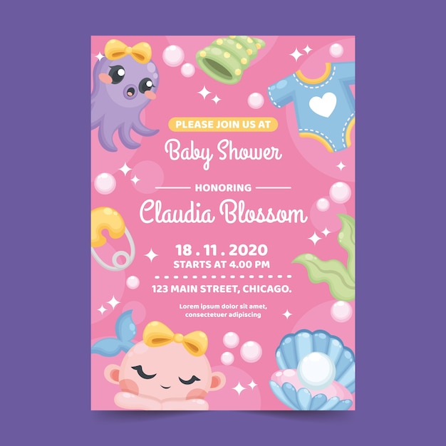 Baby shower invitation for girl