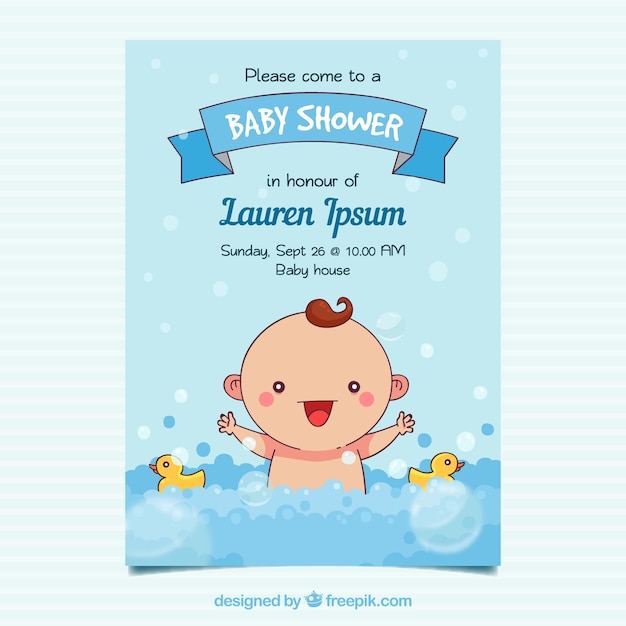 Baby shower invitation in hand drawn style