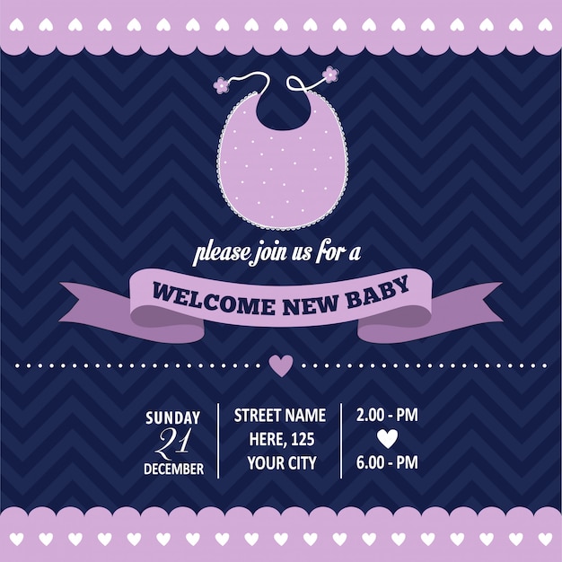 Vector baby shower invitation in retro style