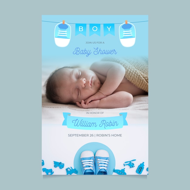 Baby shower invitation template for boy design