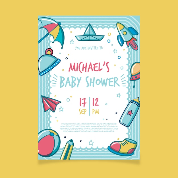 Baby shower invitation template for boy