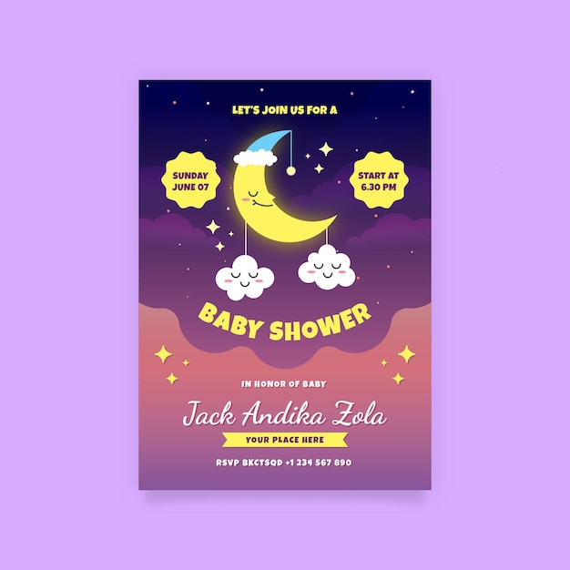 Baby shower invitation template premium vector