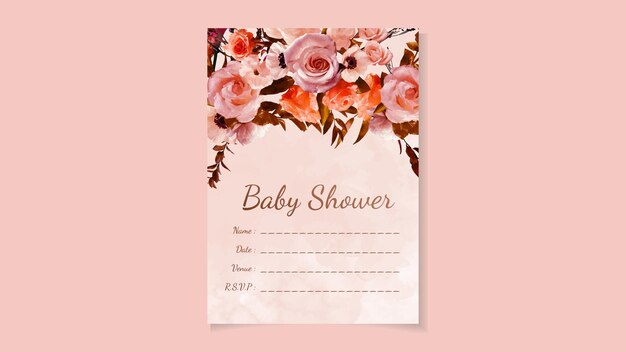 Baby Shower Invitation Template Sweet Floral Design Theme Cute Flower