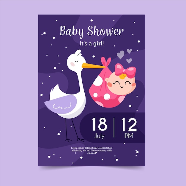 Baby shower invitation template theme