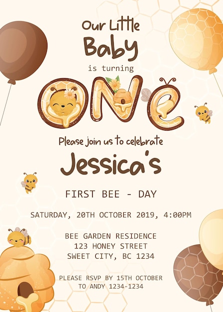 Baby shower invitation template with koala