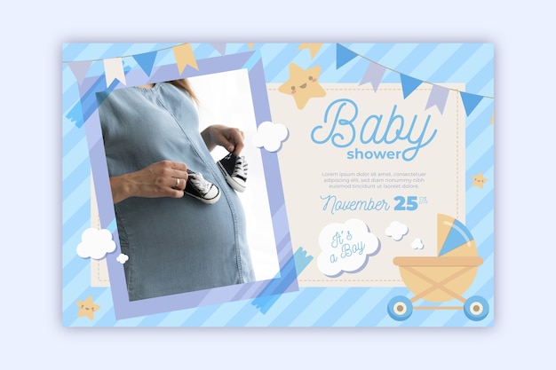 Modello di invito baby shower con foto (ragazzo)