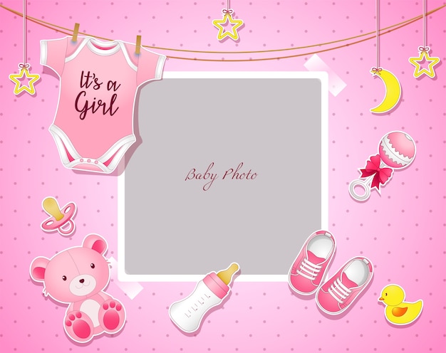 Baby shower Invitation template with place for text