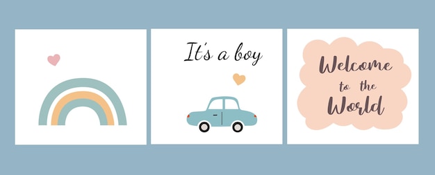 Vettore modelli di invito per baby shower. collezione di poster per neonati. per le decorazioni delle camerette