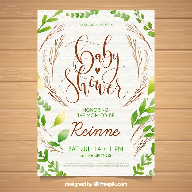 Baby shower invitation in watercolor style