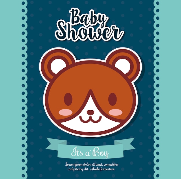 baby shower invitation with bear icon