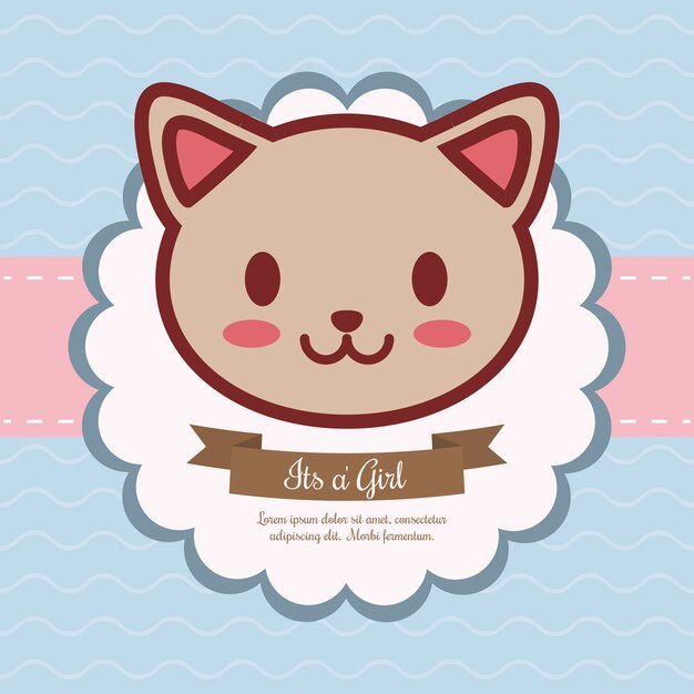 baby shower invitation with cat icon