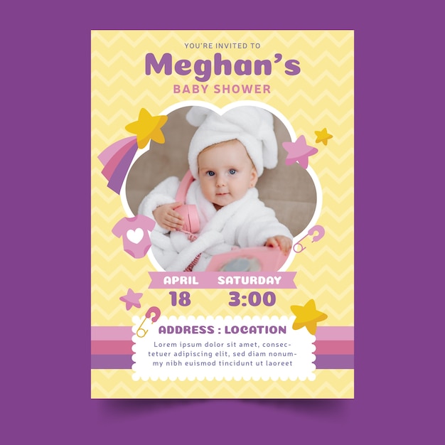 Baby shower invitation with child