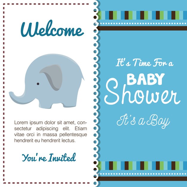 Vector baby shower invitation with cute animal