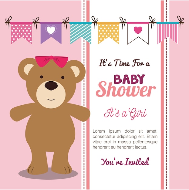 baby shower invitation with cute animal 