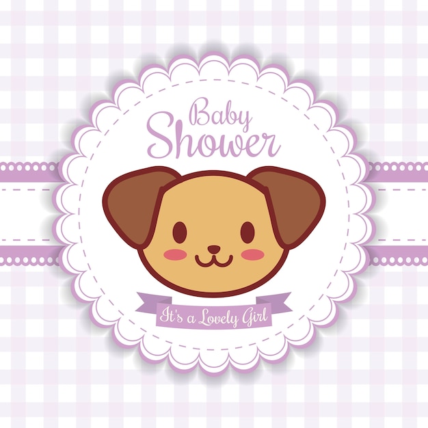 Baby shower invitation with dog icon