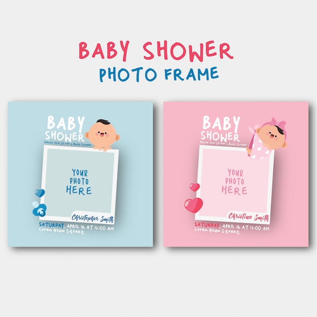 Invito per baby shower con modello di cornice per foto