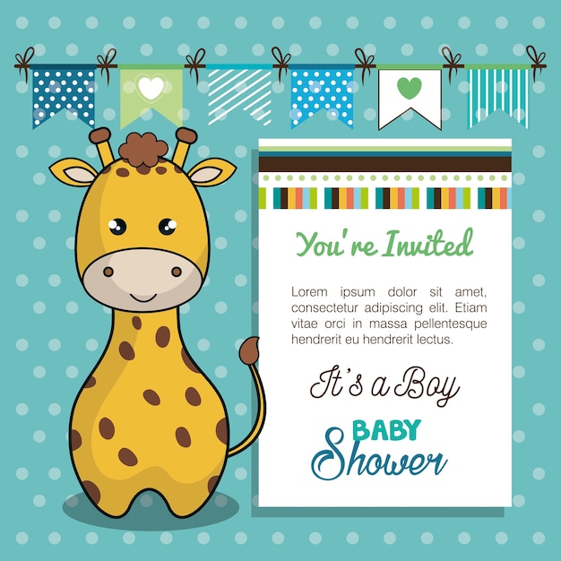 Vector baby shower invitation with stuffed animal