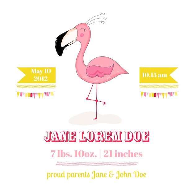 Baby shower kaart flamingo meisje