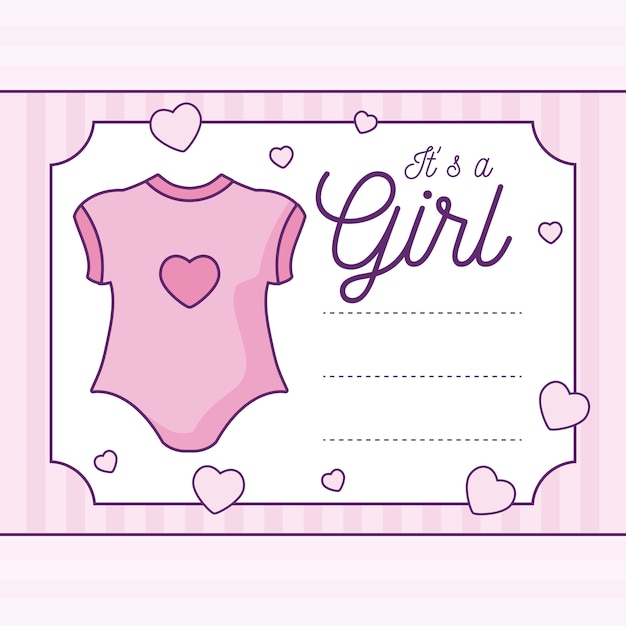 Baby shower kaart het is een meisje met kleding